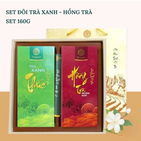 bộ quà tặng set trà xanh - hồng trà ý nghĩa